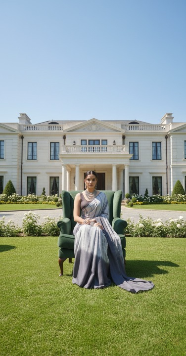 Modern Gray Tie-Dye Ready-to-Wear Saree