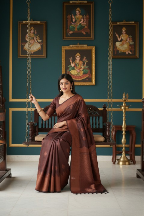 Elegant Woven Silk Saree: Traditional Indian Fashion