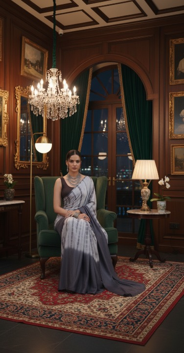 Modern Gray Tie-Dye Ready-to-Wear Saree