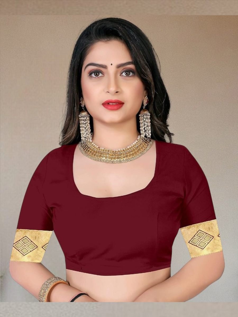 Banarasi Pure Silk Maroon Saree with Gold Zari Border