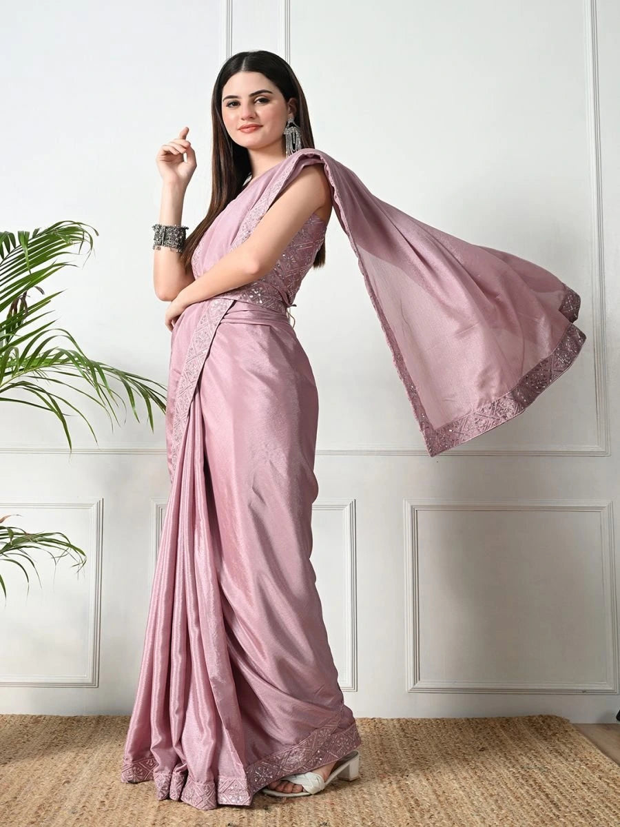 Fulari baby pink saree designed for elegant festive and occasion wear for women