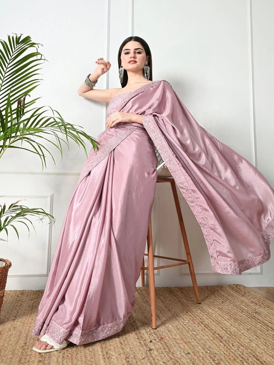 Fulari baby pink saree designed for elegant festive and occasion wear for women