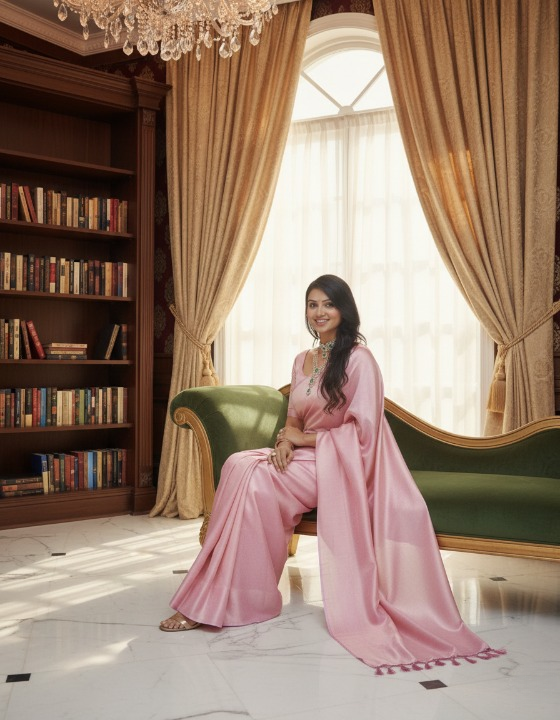 Fulari baby pink saree for women
