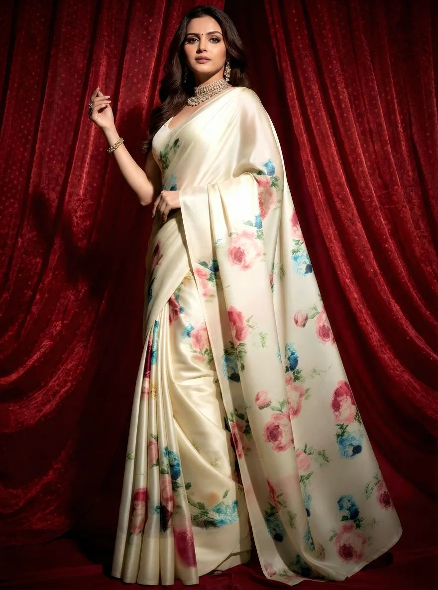 Fulari Bollywood inspired satin saree for women
