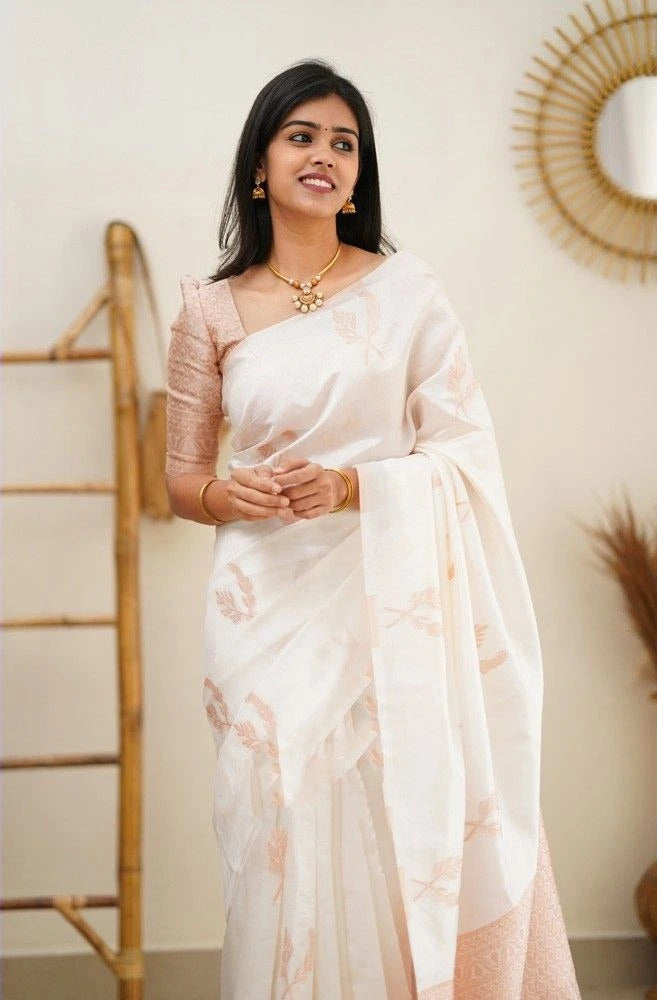 Ivory ethnic party wear saree by Fulari featuring delicate design and graceful drape for celebrations