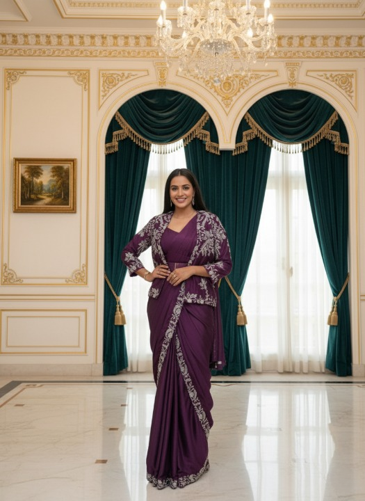 Fulari maroon party wear saree styled for an elegant evening and festive look for women