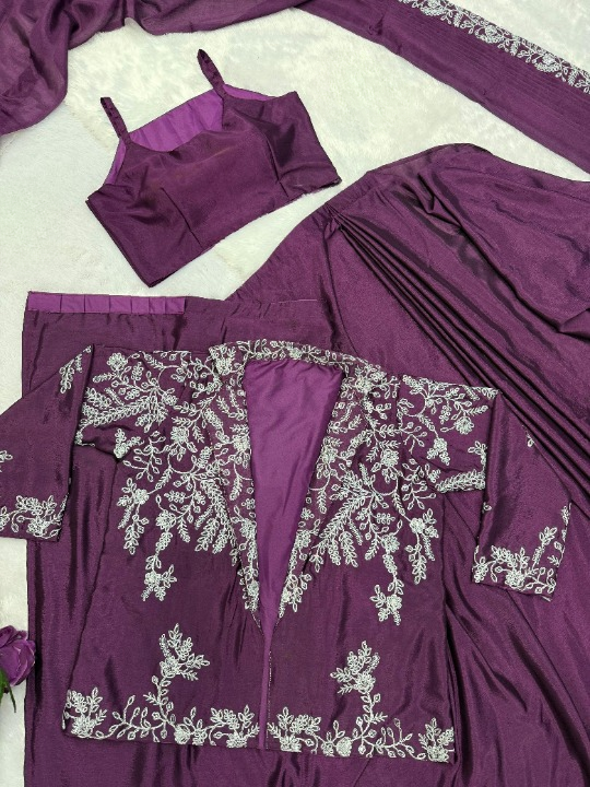 Purple outfit with silver embroidery