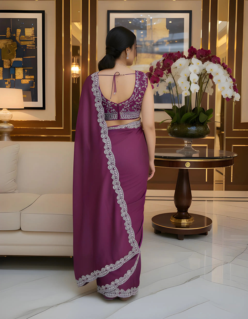 Fulari silk look saree with rich pallu