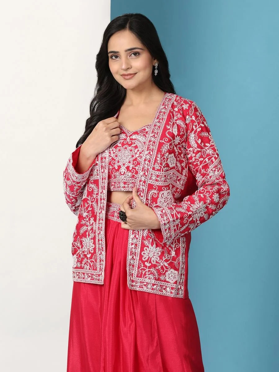 Fulari red sharara set crafted for elegant festive and party wear for women