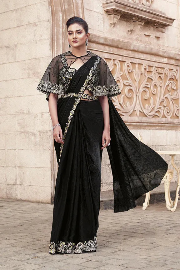 fulari black bold saree