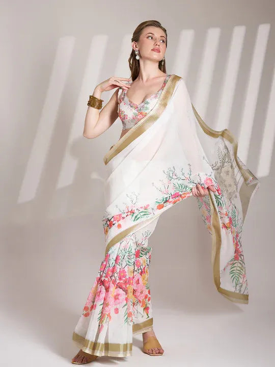 fulari white exclusive saree