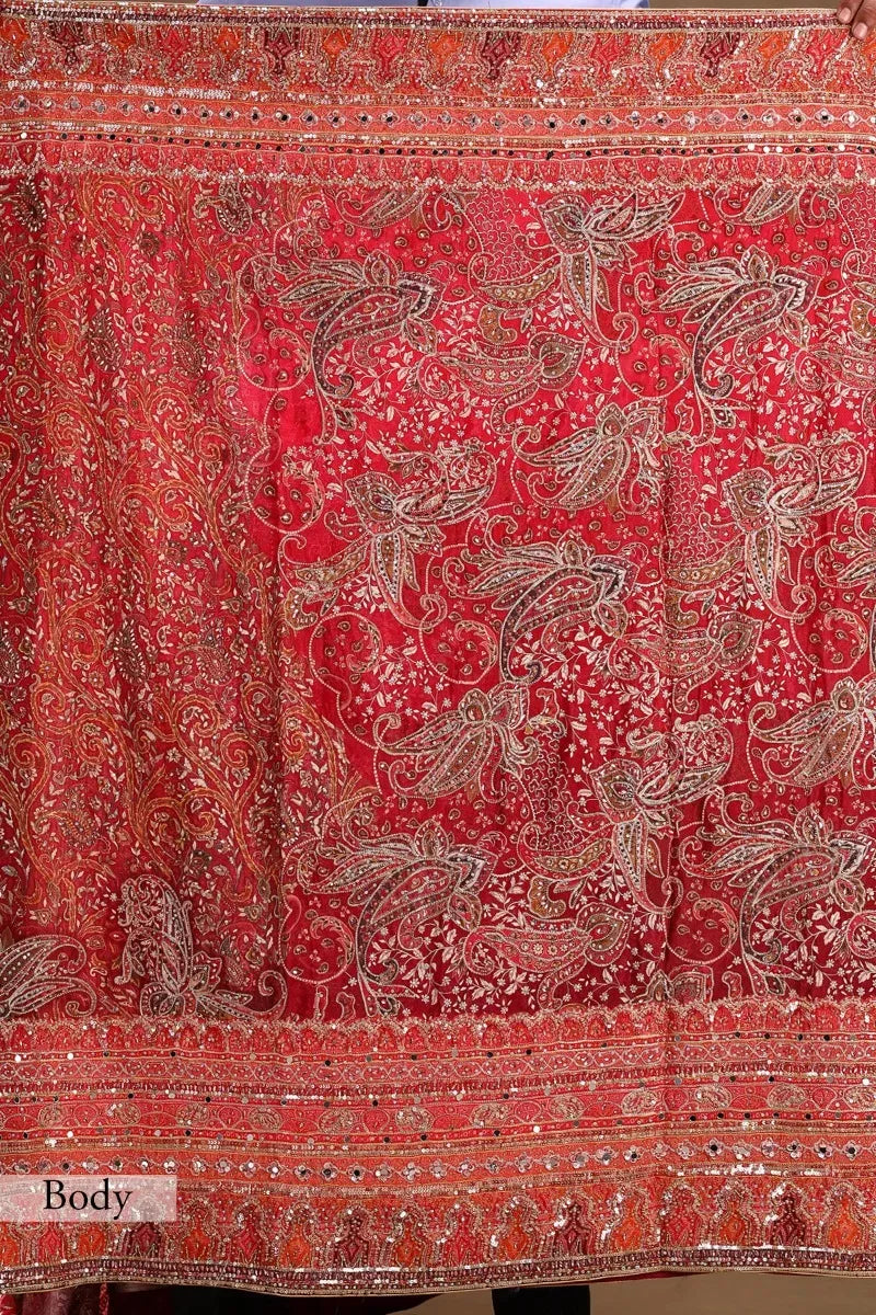 Fulari Women's Orange Printed Crepe Saree with Ready-to-Wear Half Sleeves Blouse for Party & Festive Wear