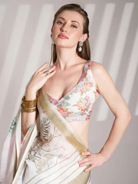 white premium saree