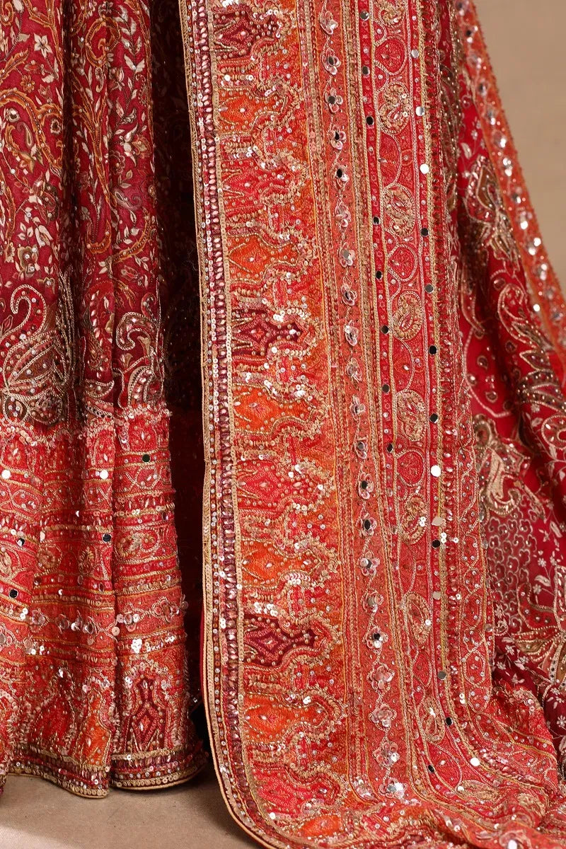 Fulari Women's Orange Printed Crepe Saree with Ready-to-Wear Half Sleeves Blouse for Party & Festive Wear
