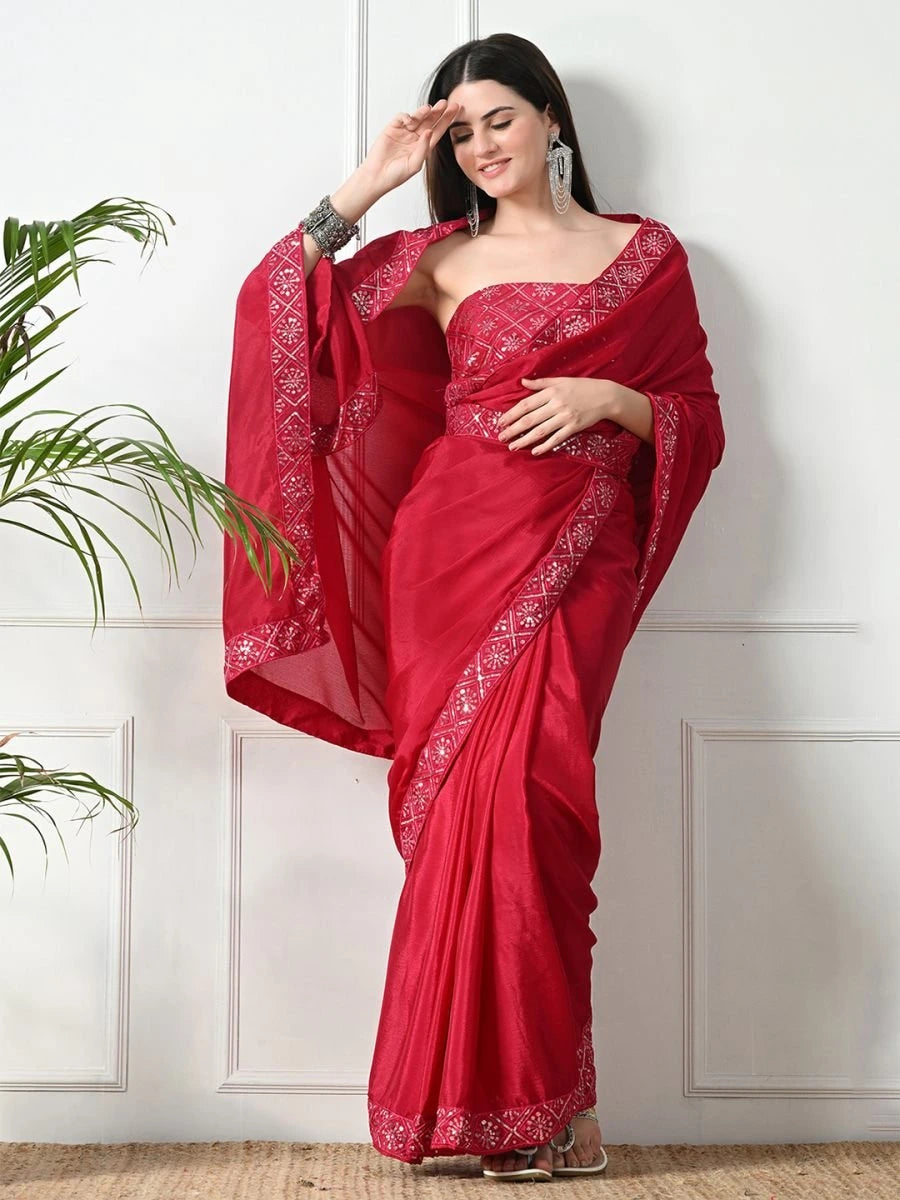 saree red