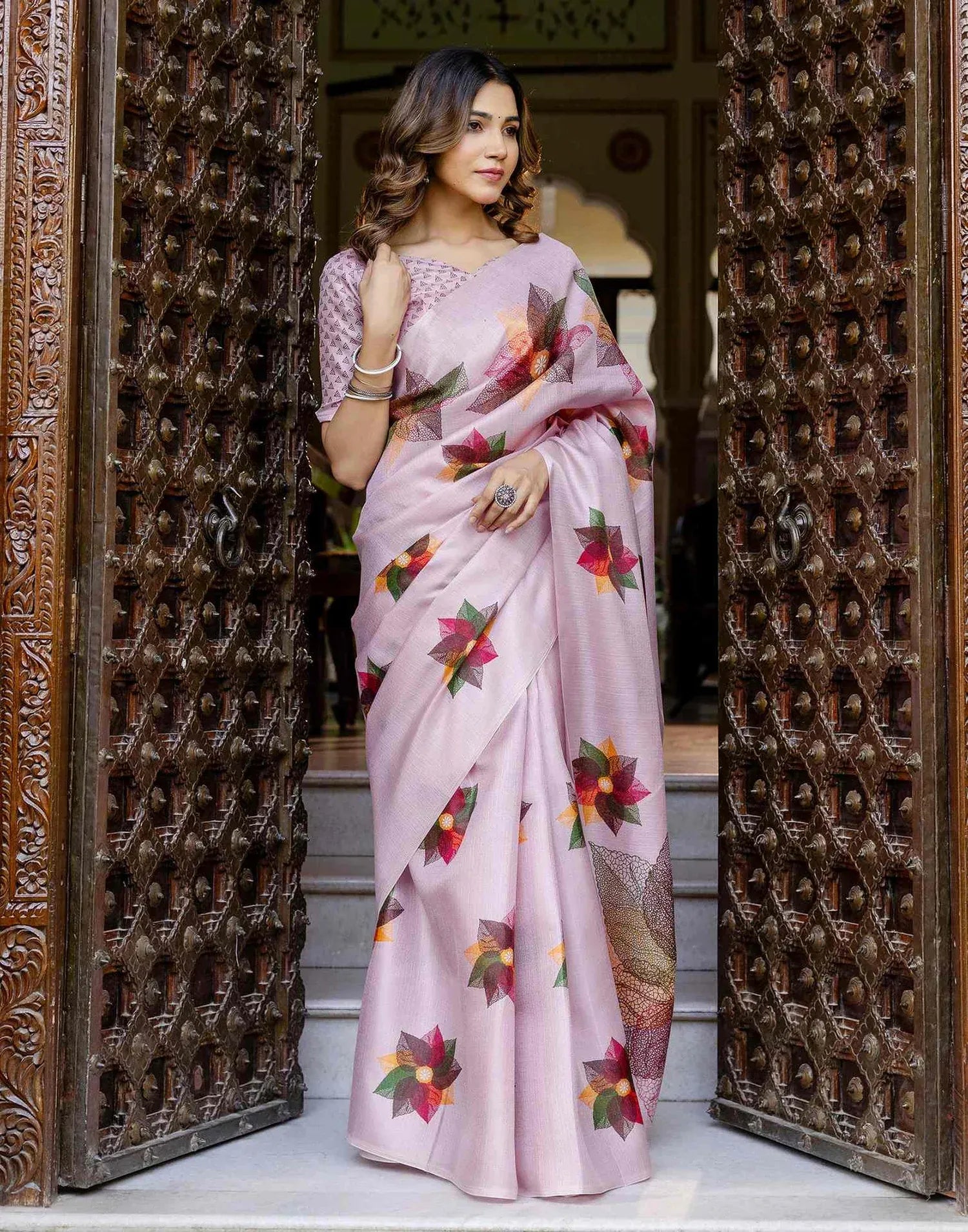 Soft khadi comfort saree by Fulari with breathable fabric and minimalistic floral design
