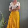Fulari yellow georgatte ready to wear saree for women
