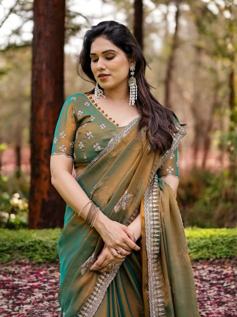 Elegant Tussar Silk Designer Party & Festive Wear Saree