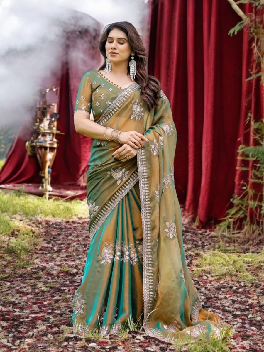 Elegant Tussar Silk Designer Party & Festive Wear Saree